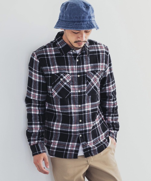 Rocky Monroe(ロッキーモンロー)の「リサイクルビエラチェック起毛シャツ(シャツ/ブラウス・メンズ・ブラック/ベージュ/ネイビー/ブラック系その他/レッド/ベージュ系その他/ブルー系その他/グリーン/キャメル/ブルー系その他2・LL/M/L)」の1枚目の写真