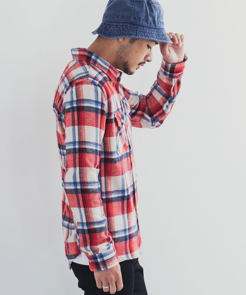 Rocky Monroe(ロッキーモンロー)の「リサイクルビエラチェック起毛シャツ(シャツ/ブラウス・メンズ・ブラック/ベージュ/ネイビー/ブラック系その他/レッド/ベージュ系その他/ブルー系その他/グリーン/キャメル/ブルー系その他2・LL/M/L)」の11枚目の写真