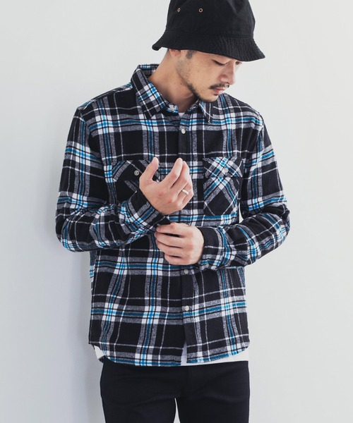Rocky Monroe(ロッキーモンロー)の「リサイクルビエラチェック起毛シャツ(シャツ/ブラウス・メンズ・ブラック/ベージュ/ネイビー/ブラック系その他/レッド/ベージュ系その他/ブルー系その他/グリーン/キャメル/ブルー系その他2・LL/M/L)」の16枚目の写真