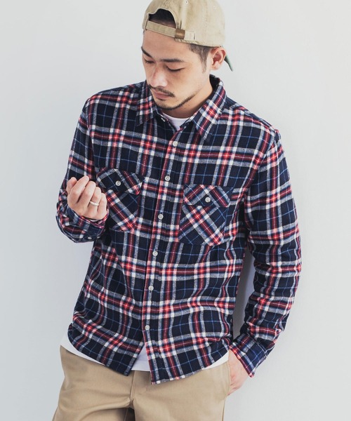Rocky Monroe(ロッキーモンロー)の「リサイクルビエラチェック起毛シャツ(シャツ/ブラウス・メンズ・ブラック/ベージュ/ネイビー/ブラック系その他/レッド/ベージュ系その他/ブルー系その他/グリーン/キャメル/ブルー系その他2・LL/M/L)」の22枚目の写真