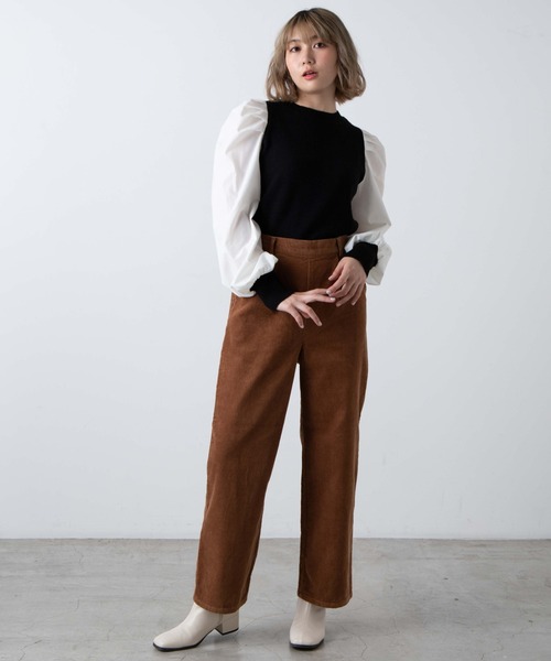 WEGO（ウィゴー）の「WEGO/パフギャザースリーブニット（ニット/セーター・レディース・ホワイト/ライトブラウン/ブラック系その他/サックスブルー・FREE）」の18枚目の写真