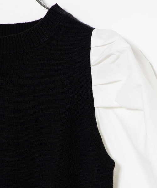 WEGO（ウィゴー）の「WEGO/パフギャザースリーブニット（ニット/セーター・レディース・ホワイト/ライトブラウン/ブラック系その他/サックスブルー・FREE）」の12枚目の写真