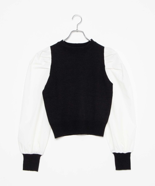 WEGO（ウィゴー）の「WEGO/パフギャザースリーブニット（ニット/セーター・レディース・ホワイト/ライトブラウン/ブラック系その他/サックスブルー・FREE）」の22枚目の写真