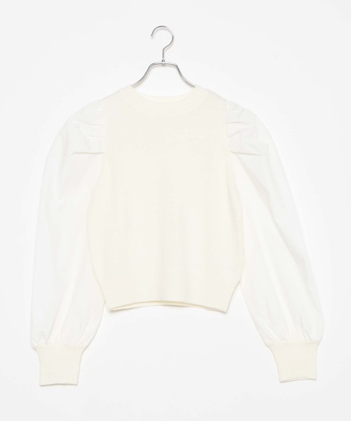 WEGO（ウィゴー）の「WEGO/パフギャザースリーブニット（ニット/セーター・レディース・ホワイト/ライトブラウン/ブラック系その他/サックスブルー・FREE）」の17枚目の写真