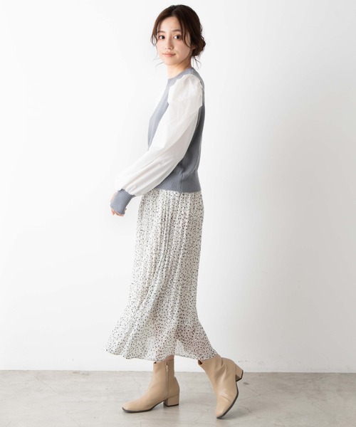 WEGO（ウィゴー）の「WEGO/パフギャザースリーブニット（ニット/セーター・レディース・ホワイト/ライトブラウン/ブラック系その他/サックスブルー・FREE）」の7枚目の写真