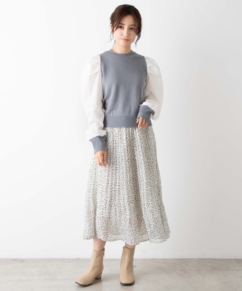 WEGO（ウィゴー）の「WEGO/パフギャザースリーブニット（ニット/セーター・レディース・ホワイト/ライトブラウン/ブラック系その他/サックスブルー・FREE）」の8枚目の写真