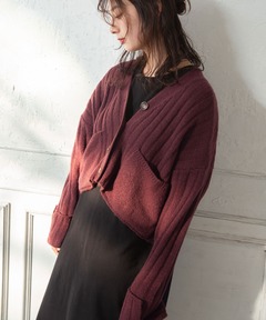 【新品】ミックスヤーンプライムオーバークラッシュニットVネックカーディガン ユニセックスアイテム》ミックスヤーンプライムオーバー