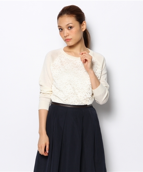 LOUNGEDRESS（ラウンジドレス）の「レースコンビニット（ニット/セーター・レディース・ブラック/アイボリー・ﾌﾘ-）」の2枚目の写真