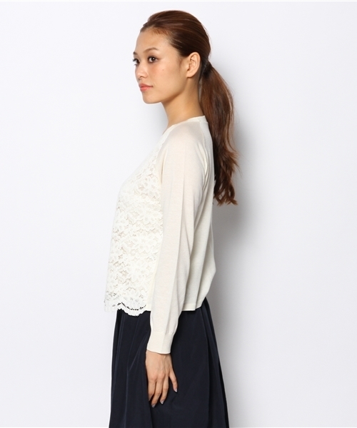 LOUNGEDRESS（ラウンジドレス）の「レースコンビニット（ニット/セーター・レディース・ブラック/アイボリー・ﾌﾘ-）」の4枚目の写真