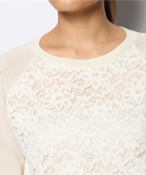LOUNGEDRESS（ラウンジドレス）の「レースコンビニット（ニット/セーター・レディース・ブラック/アイボリー・ﾌﾘ-）」の7枚目の写真