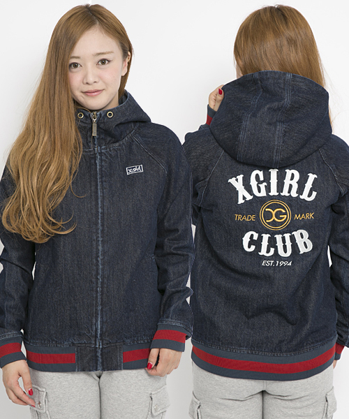 X-girl(エックスガール)の「LINED RIB JEAN JACKET(その他アウター・レディース・インディゴブルー/ライトインディゴブルー・1/2)」の2枚目の写真