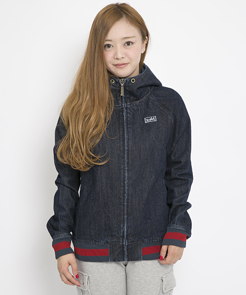 X-girl(エックスガール)の「LINED RIB JEAN JACKET(その他アウター・レディース・インディゴブルー/ライトインディゴブルー・1/2)」の3枚目の写真