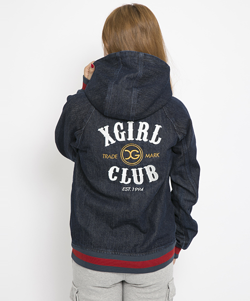 X-girl(エックスガール)の「LINED RIB JEAN JACKET(その他アウター・レディース・インディゴブルー/ライトインディゴブルー・1/2)」の4枚目の写真