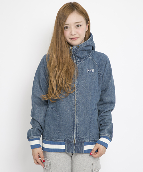 X-girl(エックスガール)の「LINED RIB JEAN JACKET(その他アウター・レディース・インディゴブルー/ライトインディゴブルー・1/2)」の9枚目の写真