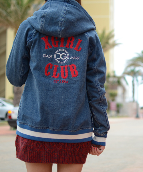 X-girl(エックスガール)の「LINED RIB JEAN JACKET(その他アウター・レディース・インディゴブルー/ライトインディゴブルー・1/2)」の11枚目の写真