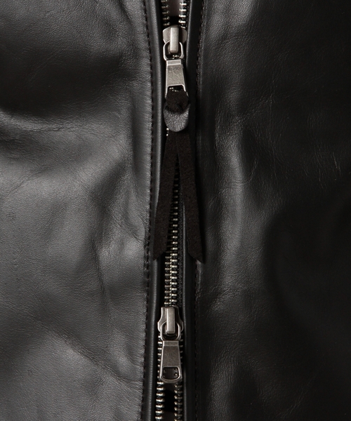 BEAUTY&YOUTH UNITED ARROWS(ビューティーアンドユースユナイテッドアローズ)の「BY カウ ノーカラー ライダース ◆(ライダースジャケット・メンズ・ブラック・LARGE/X-LARGE/SMALL/MEDIUM)」の3枚目の写真