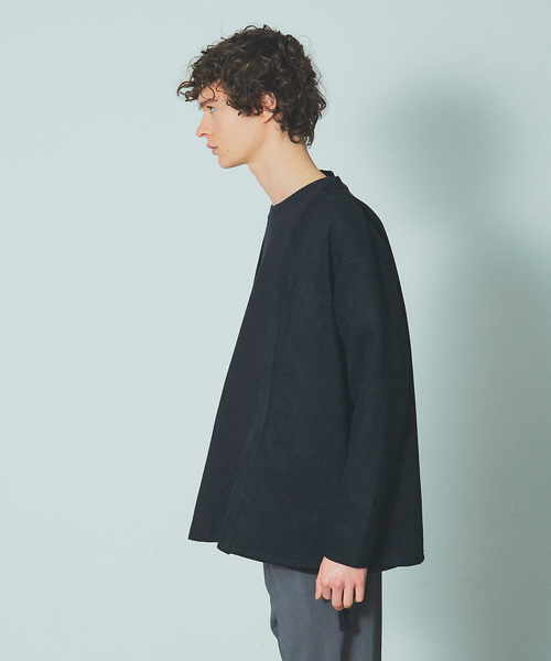 MYSELF ABAHOUSE（マイセルフアバハウス）の「【MYSELF ABAHOUSE】ネオスウェード ボタンレス カーディガン（カーディガン/ボレロ・メンズ・カーキ/アイボリー/グレー/ブラック/ブルー・46/48）」の7枚目の写真