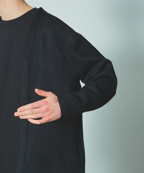 MYSELF ABAHOUSE（マイセルフアバハウス）の「【MYSELF ABAHOUSE】ネオスウェード ボタンレス カーディガン（カーディガン/ボレロ・メンズ・カーキ/アイボリー/グレー/ブラック/ブルー・46/48）」の9枚目の写真