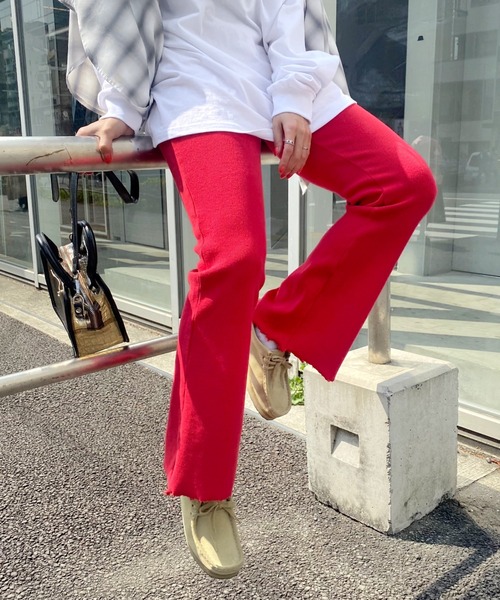 WHO'S WHO gallery（フーズフーギャラリー）の「リブダメージパンツ（スラックス・レディース・チャコールグレー/ブラック/グリーン/ベージュ系その他/ブルー/レッド/イエロー×グリーン/ライトグレー・FREE）」の8枚目の写真