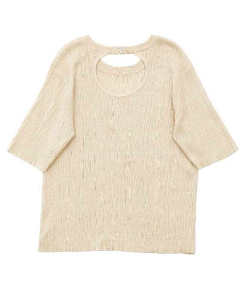 select MOCA(セレクトモカ)の「2021 SS ランダムリブ編みバックオープンハーフスリーブサマーニット(Tシャツ/カットソー・レディース・ライトグリーン/アイボリー/グレイッシュベージュ・FREE)」の19枚目の写真