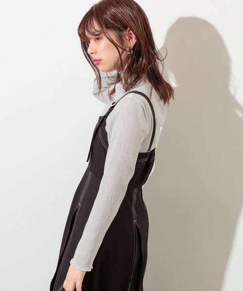 natural couture(ナチュラルクチュール)の「配色ステッチジャンスカ(ワンピース・レディース・ネイビー/ブラック/ライトベージュ・FREE)」の17枚目の写真