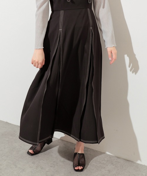 natural couture(ナチュラルクチュール)の「配色ステッチジャンスカ(ワンピース・レディース・ネイビー/ブラック/ライトベージュ・FREE)」の11枚目の写真