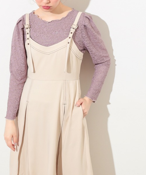 natural couture(ナチュラルクチュール)の「配色ステッチジャンスカ(ワンピース・レディース・ネイビー/ブラック/ライトベージュ・FREE)」の12枚目の写真