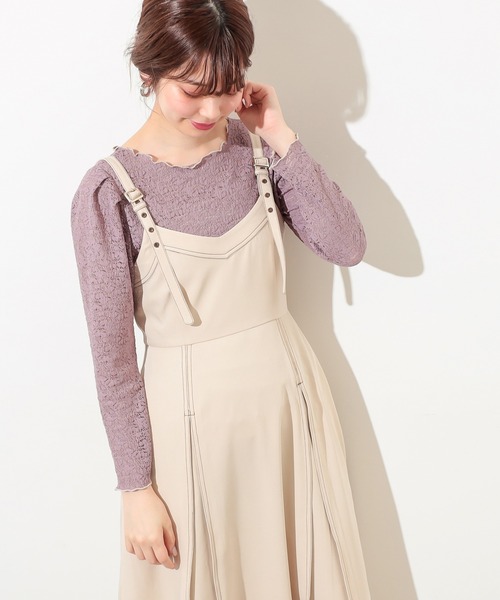 natural couture(ナチュラルクチュール)の「配色ステッチジャンスカ(ワンピース・レディース・ネイビー/ブラック/ライトベージュ・FREE)」の22枚目の写真