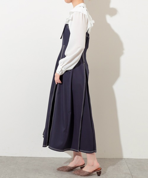 natural couture(ナチュラルクチュール)の「配色ステッチジャンスカ(ワンピース・レディース・ネイビー/ブラック/ライトベージュ・FREE)」の16枚目の写真