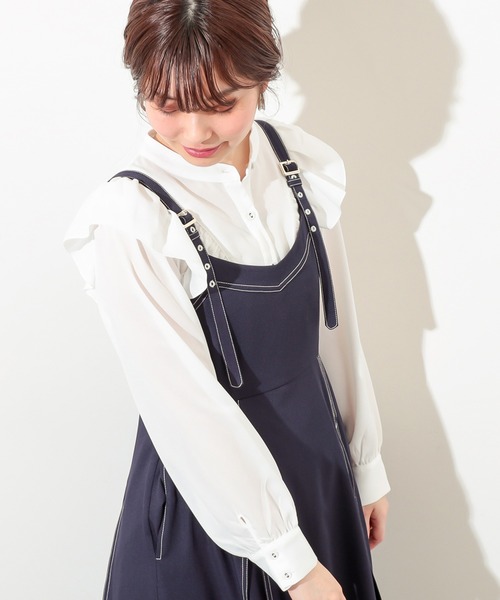 natural couture(ナチュラルクチュール)の「配色ステッチジャンスカ(ワンピース・レディース・ネイビー/ブラック/ライトベージュ・FREE)」の19枚目の写真