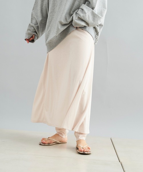 DouDou（ドゥドゥ）の「フレアスカート＋シアーレギンス（スカート・レディース・ライトベージュ/カーキ・FREE）」の15枚目の写真