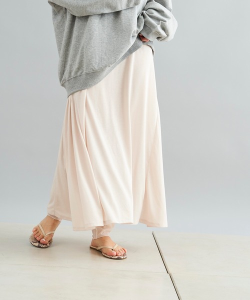 DouDou（ドゥドゥ）の「フレアスカート＋シアーレギンス（スカート・レディース・ライトベージュ/カーキ・FREE）」の16枚目の写真