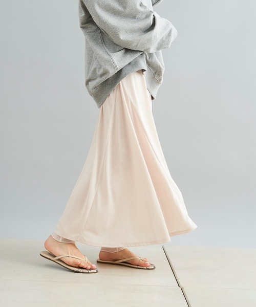 DouDou（ドゥドゥ）の「フレアスカート＋シアーレギンス（スカート・レディース・ライトベージュ/カーキ・FREE）」の17枚目の写真