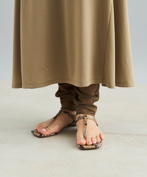 DouDou（ドゥドゥ）の「フレアスカート＋シアーレギンス（スカート・レディース・ライトベージュ/カーキ・FREE）」の6枚目の写真