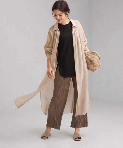 green label relaxing（グリーンレーベルリラクシング）の「FFC ランダム プリーツ ワンピース + パンツ ペアアップ（ワンピース・レディース・ライトブルー/ブラウン/ナチュラル・FREE）」の17枚目の写真