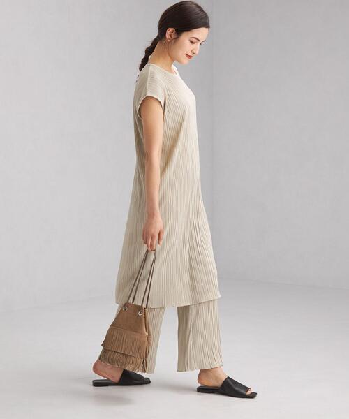 green label relaxing（グリーンレーベルリラクシング）の「FFC ランダム プリーツ ワンピース + パンツ ペアアップ（ワンピース・レディース・ライトブルー/ブラウン/ナチュラル・FREE）」の19枚目の写真