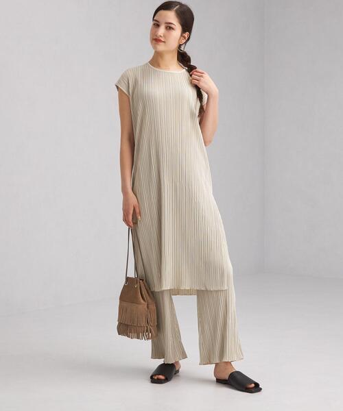 green label relaxing（グリーンレーベルリラクシング）の「FFC ランダム プリーツ ワンピース + パンツ ペアアップ（ワンピース・レディース・ライトブルー/ブラウン/ナチュラル・FREE）」の22枚目の写真