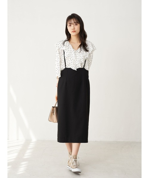 earth music&ecology(アースミュージックアンドエコロジー)の「【WEB限定】ラッフル衿ブラウス *(シャツ/ブラウス・レディース・オフホワイト/ピンクベージュ/ドット/グレイッシュベージュ/ブラック系その他5・FREE)」の7枚目の写真