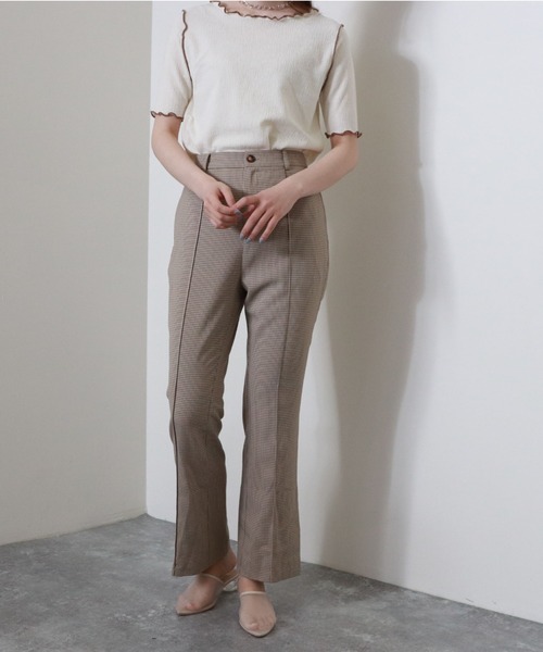 archives（アルシーヴ）の「【入荷禁止】チェックフレアパンツ（その他パンツ・レディース・ブルー/ベージュ/グリーン/ブラウン/オレンジ・MEDIUM）」の2枚目の写真