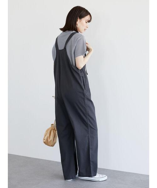 Green　Parks（グリーンパークス）の「ワイドストレートオーバーオール＊（サロペット/オーバーオール・レディース・チャコールグレー/カーキ/ナチュラル・FREE）」の7枚目の写真