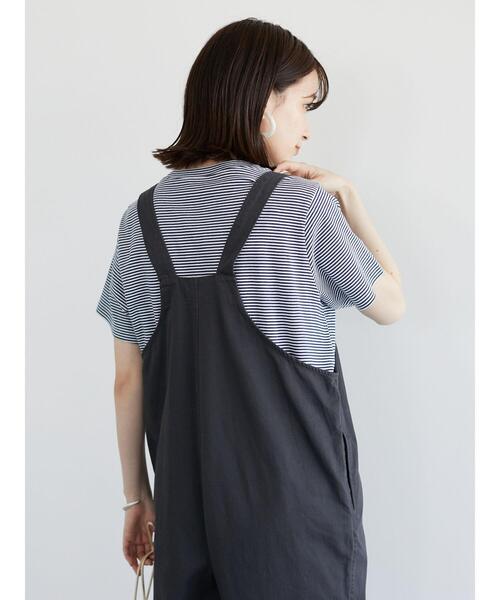 Green　Parks（グリーンパークス）の「ワイドストレートオーバーオール＊（サロペット/オーバーオール・レディース・チャコールグレー/カーキ/ナチュラル・FREE）」の9枚目の写真