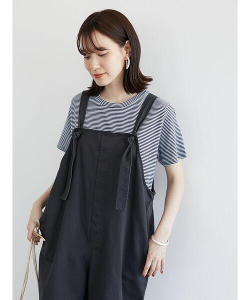 Green　Parks（グリーンパークス）の「ワイドストレートオーバーオール＊（サロペット/オーバーオール・レディース・チャコールグレー/カーキ/ナチュラル・FREE）」の10枚目の写真