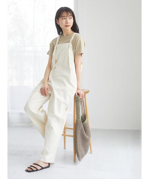 Green　Parks（グリーンパークス）の「ワイドストレートオーバーオール＊（サロペット/オーバーオール・レディース・チャコールグレー/カーキ/ナチュラル・FREE）」の11枚目の写真