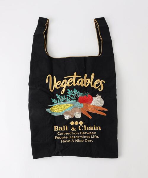 green label relaxing（グリーンレーベルリラクシング）の「[ ボールアンドチェーン ] Ball&Chain VEGITBL SC マーケット バッグ（エコバッグ/サブバッグ・レディース・ホワイト/ブラック・FREE）」の2枚目の写真