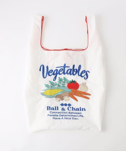 green label relaxing（グリーンレーベルリラクシング）の「[ ボールアンドチェーン ] Ball&Chain VEGITBL SC マーケット バッグ（エコバッグ/サブバッグ・レディース・ホワイト/ブラック・FREE）」の14枚目の写真