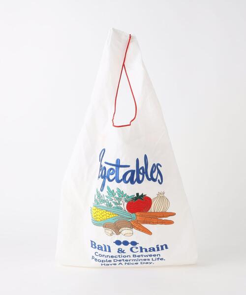 green label relaxing（グリーンレーベルリラクシング）の「[ ボールアンドチェーン ] Ball&Chain VEGITBL SC マーケット バッグ（エコバッグ/サブバッグ・レディース・ホワイト/ブラック・FREE）」の3枚目の写真
