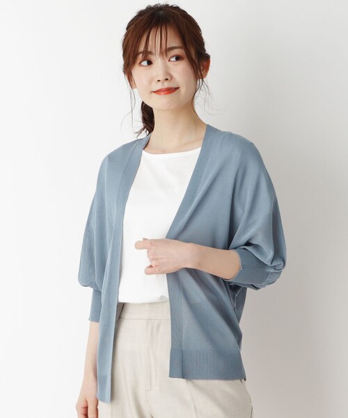 pink adobe（ピンクアドベ）の「◆【M-3L】【ひんやり/洗える】シアー ドルマンカーディガン（カーディガン/ボレロ・レディース・イエロー/ライトブルー/ライトグレー/オフホワイト/ブラック/ピンク系・38/40/44/42）」の5枚目の写真