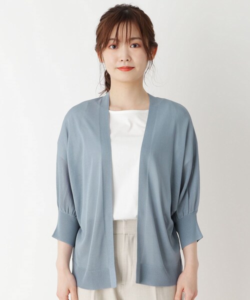 pink adobe（ピンクアドベ）の「◆【M-3L】【ひんやり/洗える】シアー ドルマンカーディガン（カーディガン/ボレロ・レディース・イエロー/ライトブルー/ライトグレー/オフホワイト/ブラック/ピンク系・38/40/44/42）」の14枚目の写真