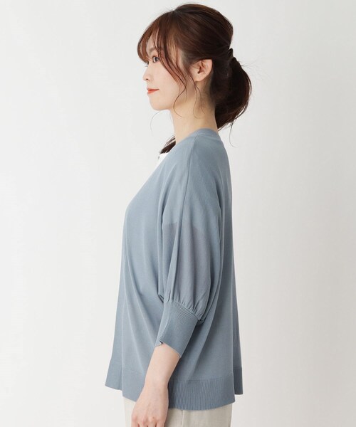 pink adobe（ピンクアドベ）の「◆【M-3L】【ひんやり/洗える】シアー ドルマンカーディガン（カーディガン/ボレロ・レディース・イエロー/ライトブルー/ライトグレー/オフホワイト/ブラック/ピンク系・38/40/44/42）」の8枚目の写真