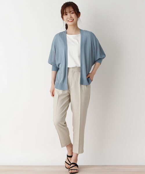 pink adobe（ピンクアドベ）の「◆【M-3L】【ひんやり/洗える】シアー ドルマンカーディガン（カーディガン/ボレロ・レディース・イエロー/ライトブルー/ライトグレー/オフホワイト/ブラック/ピンク系・38/40/44/42）」の9枚目の写真